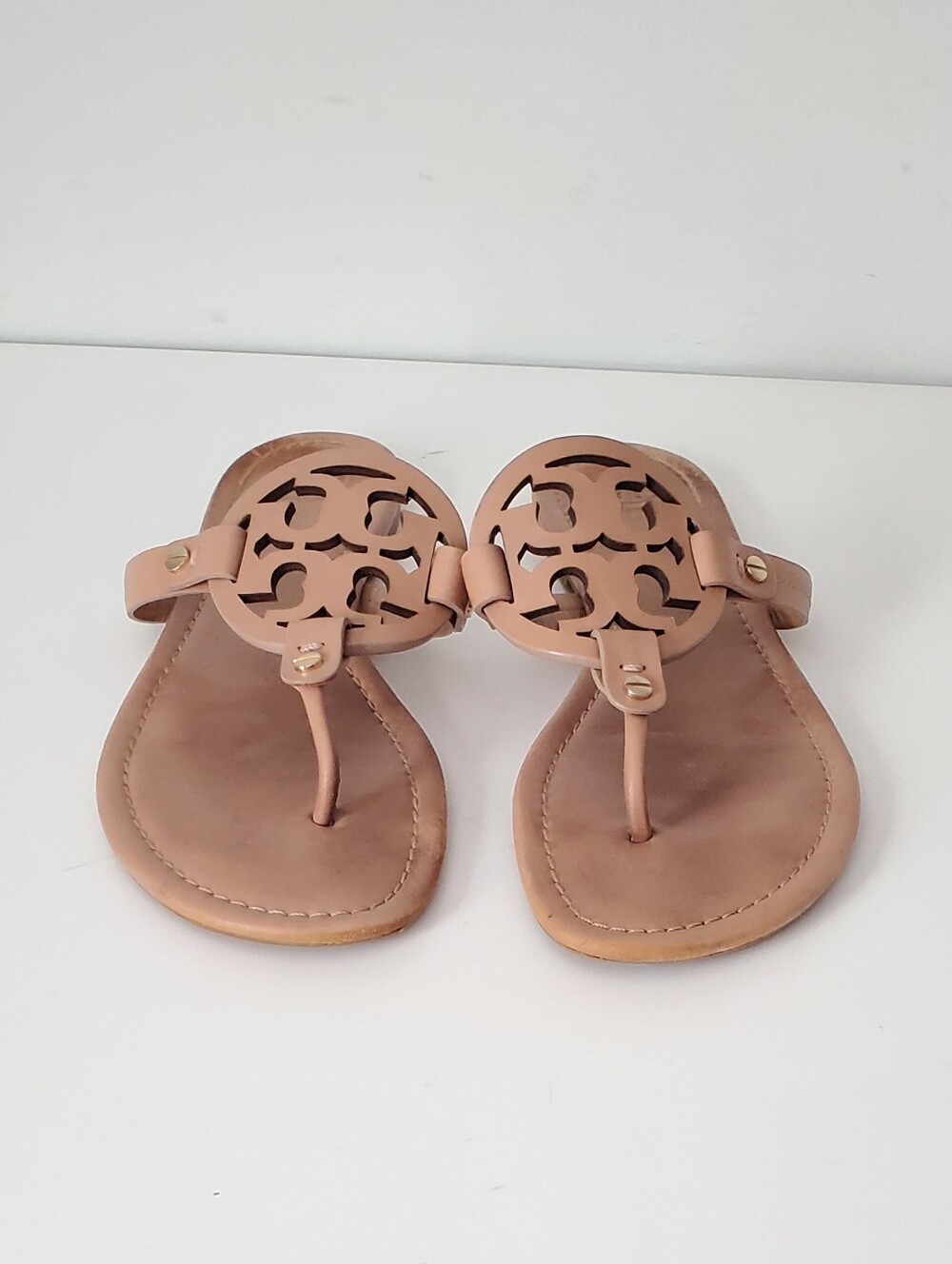 Tory Burch Miller Leather Logo Thong Sandals Size 9 - Picture 4 of 8